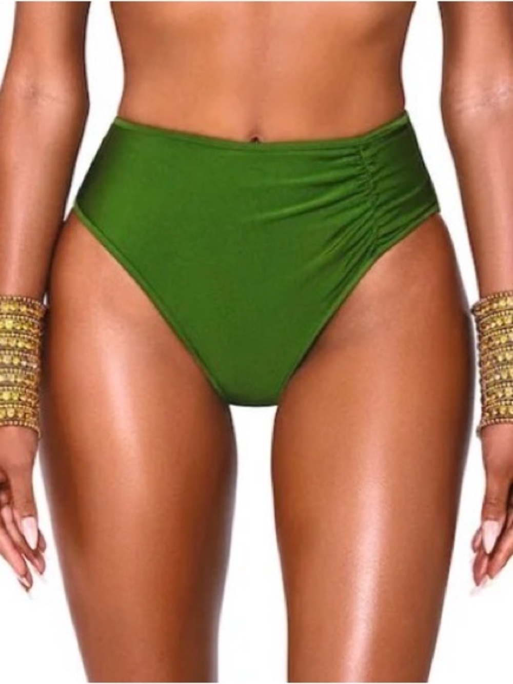 BFYNE NWT Kelcie Bikini Swimsuit High Rise Treetop Green Color Bottom Size Small